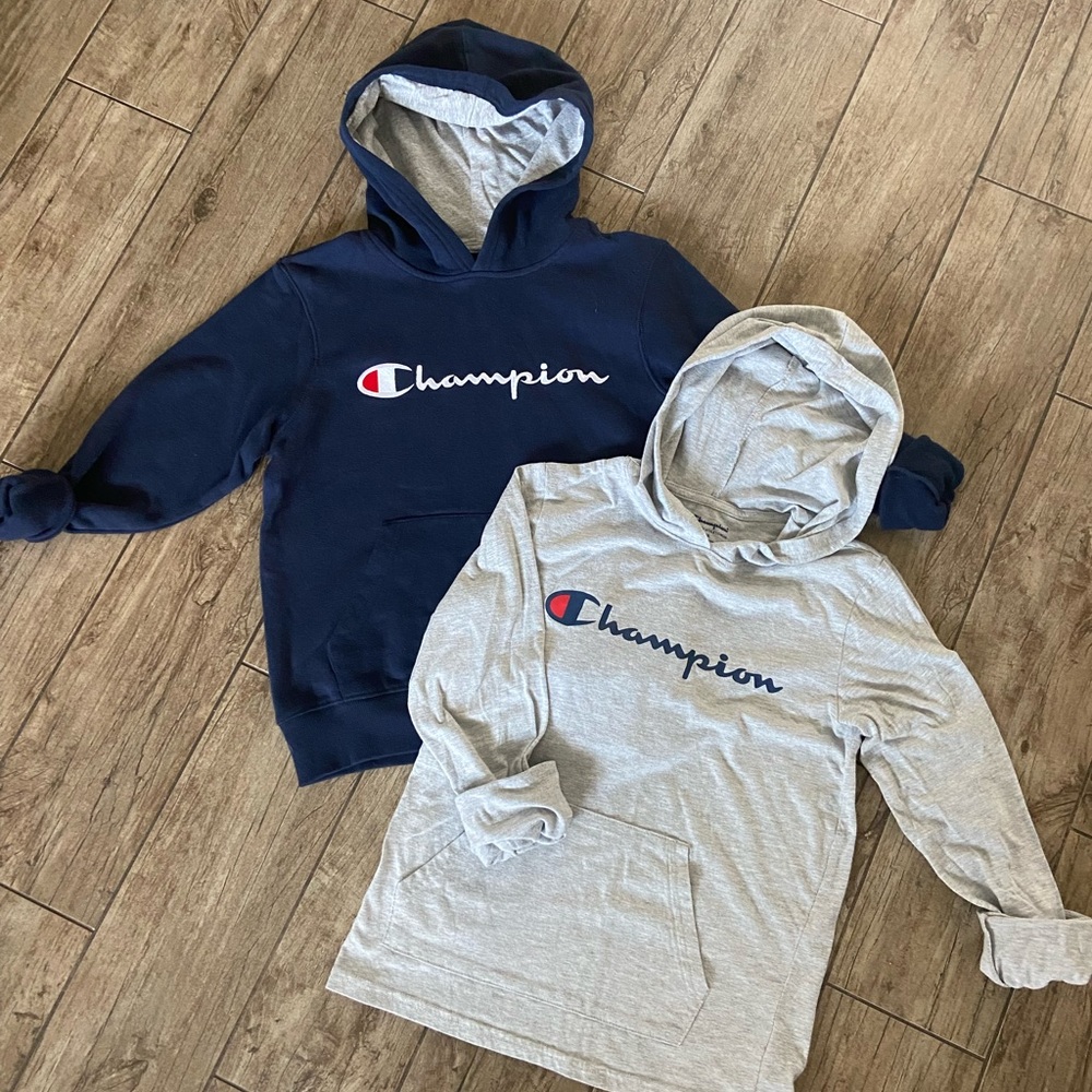 Champion Hoodie Sweatshirt & Champion Long Sleeve Hoodie T-shirt
